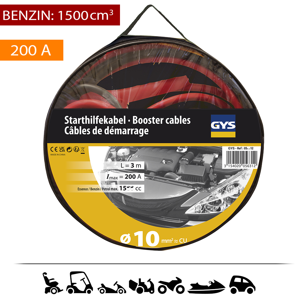 GYS Indítókábel, 200A, 10mm2, 2x3m termék fő termékképe