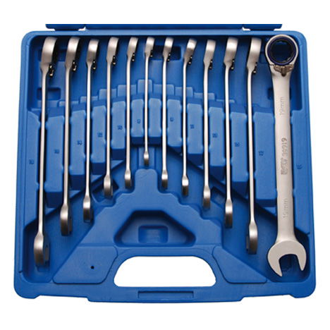 BGS Technic 9-30902 racsnis csillag-villáskulcs készlet, matt, irányváltós, metrikus, 12 részes termék fő termékképe