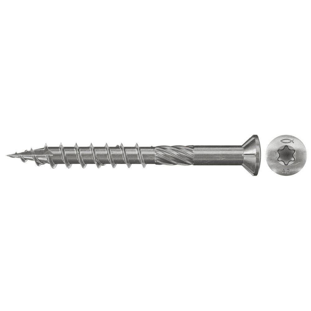 Fischer FTS-ST 5,0 x 80 A2P 100 lapos süllyesztett fejű Ø 8.2 mm (90°), A2 korrózióálló acél részmenetes terasz csavar, TX behajtással, 100 db/csomag termék fő termékképe