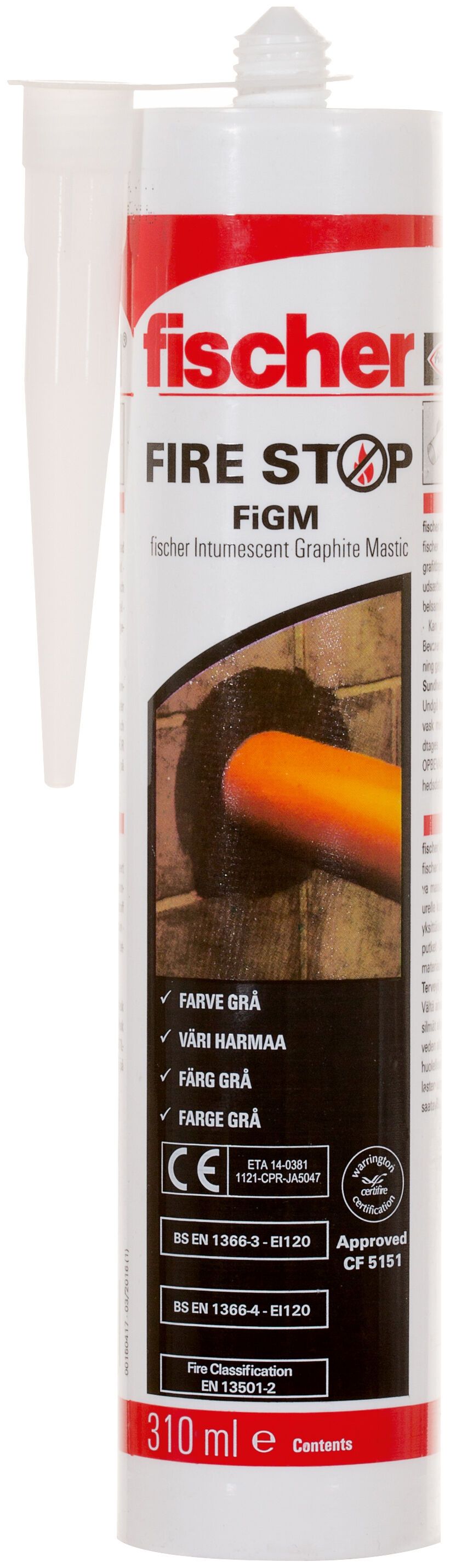 Fischer FiGM hőre habosodó grafit tűzálló paszta (DA/FI/NO/SV), 310 ml termék fő termékképe