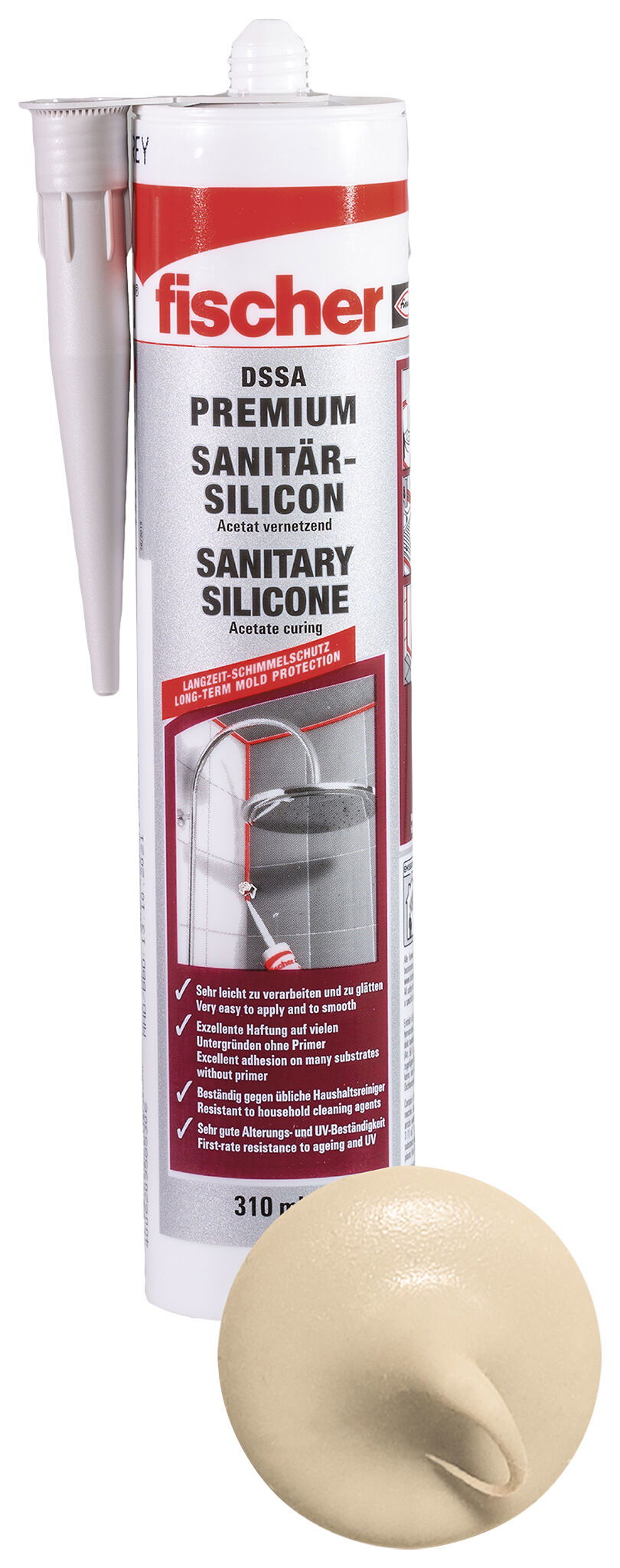Fischer DSSA BG prémium szaniter szilikon (DE/EN), bahama bézs, 310 ml termék fő termékképe