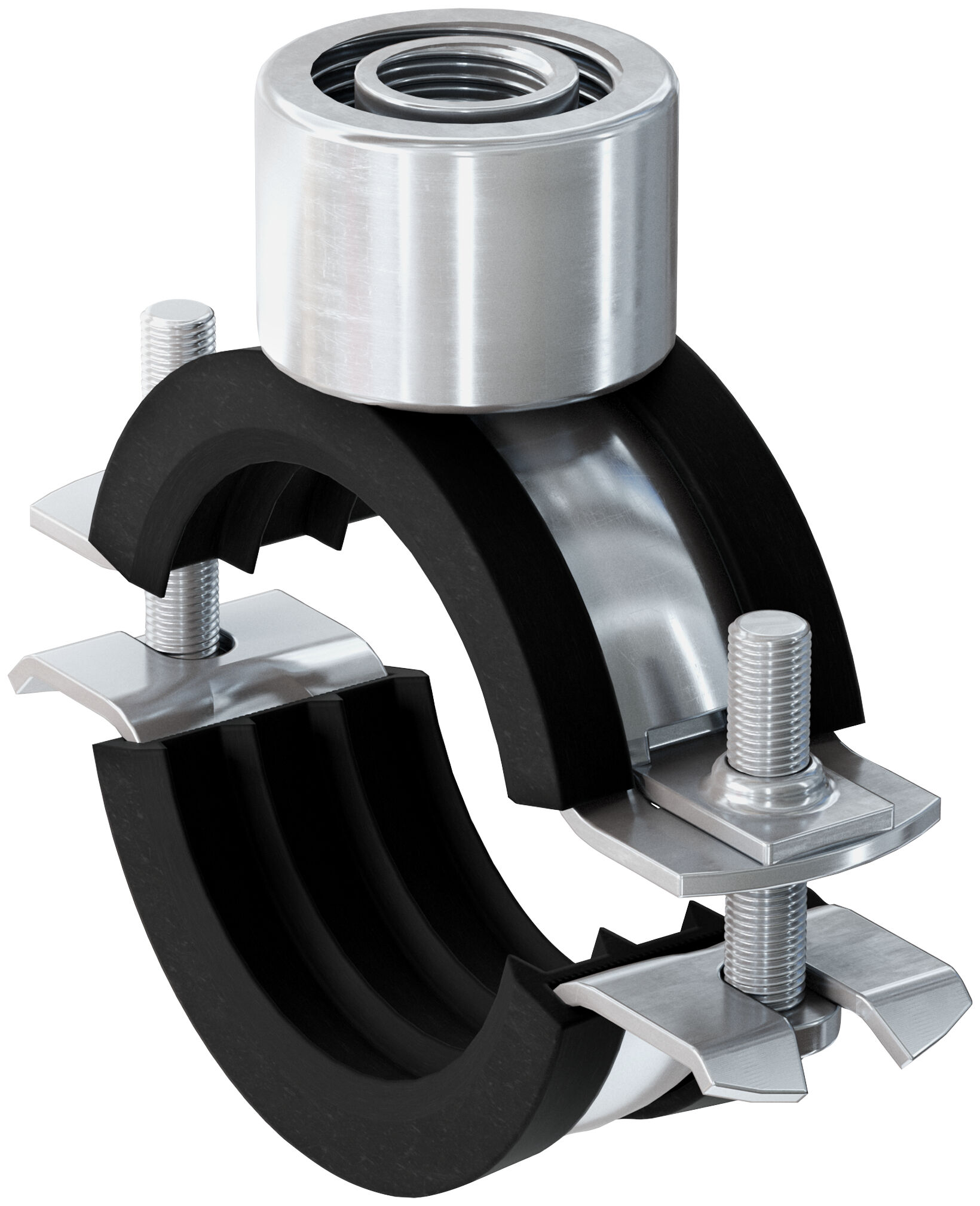 Fischer FRS Triple 40-43 M8 / M10 / 1/2" kétcsavaros csőbilincs hangszigetelő betéttel, 50 db/csomag termék fő termékképe